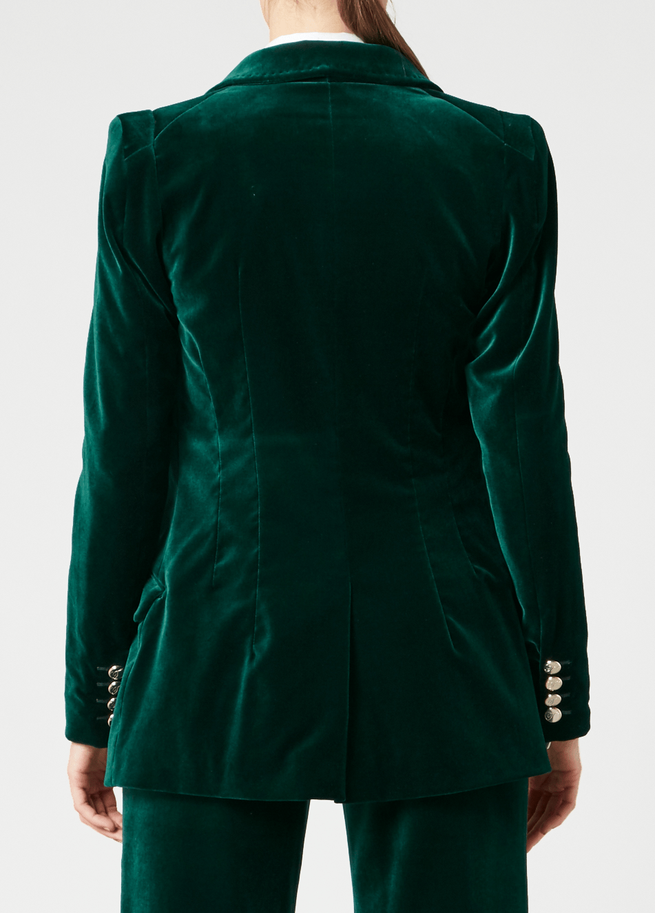 Temperley London Clove Velvet Jacket żakiet szmaragdowy taliowany