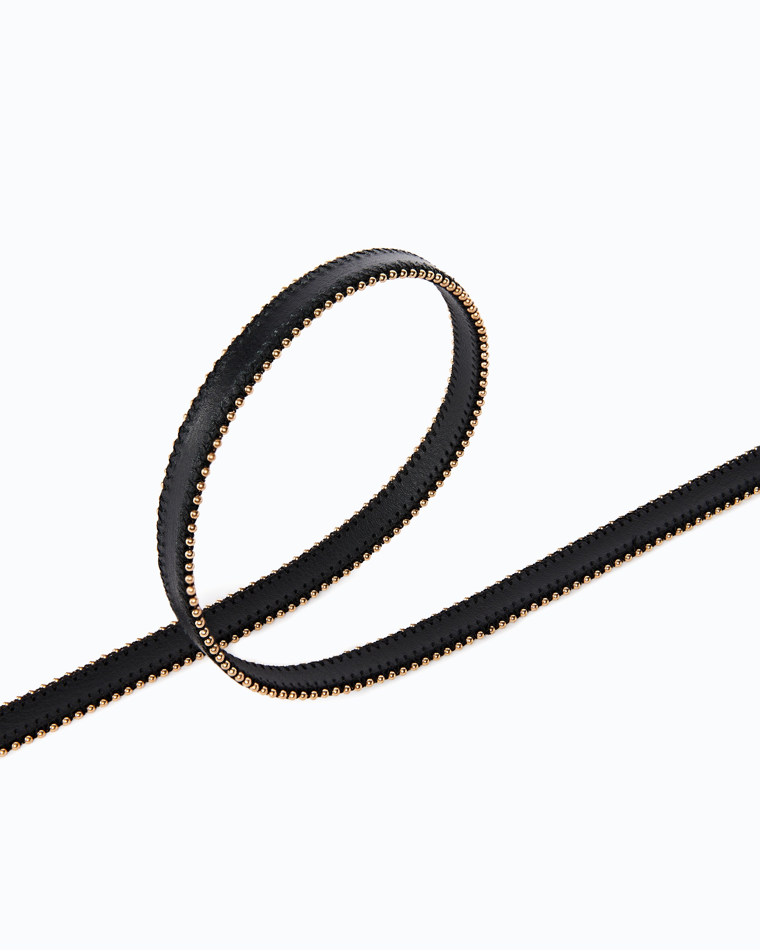 Pinko Tamboril Belt pasek skórzany czarny 1 cm