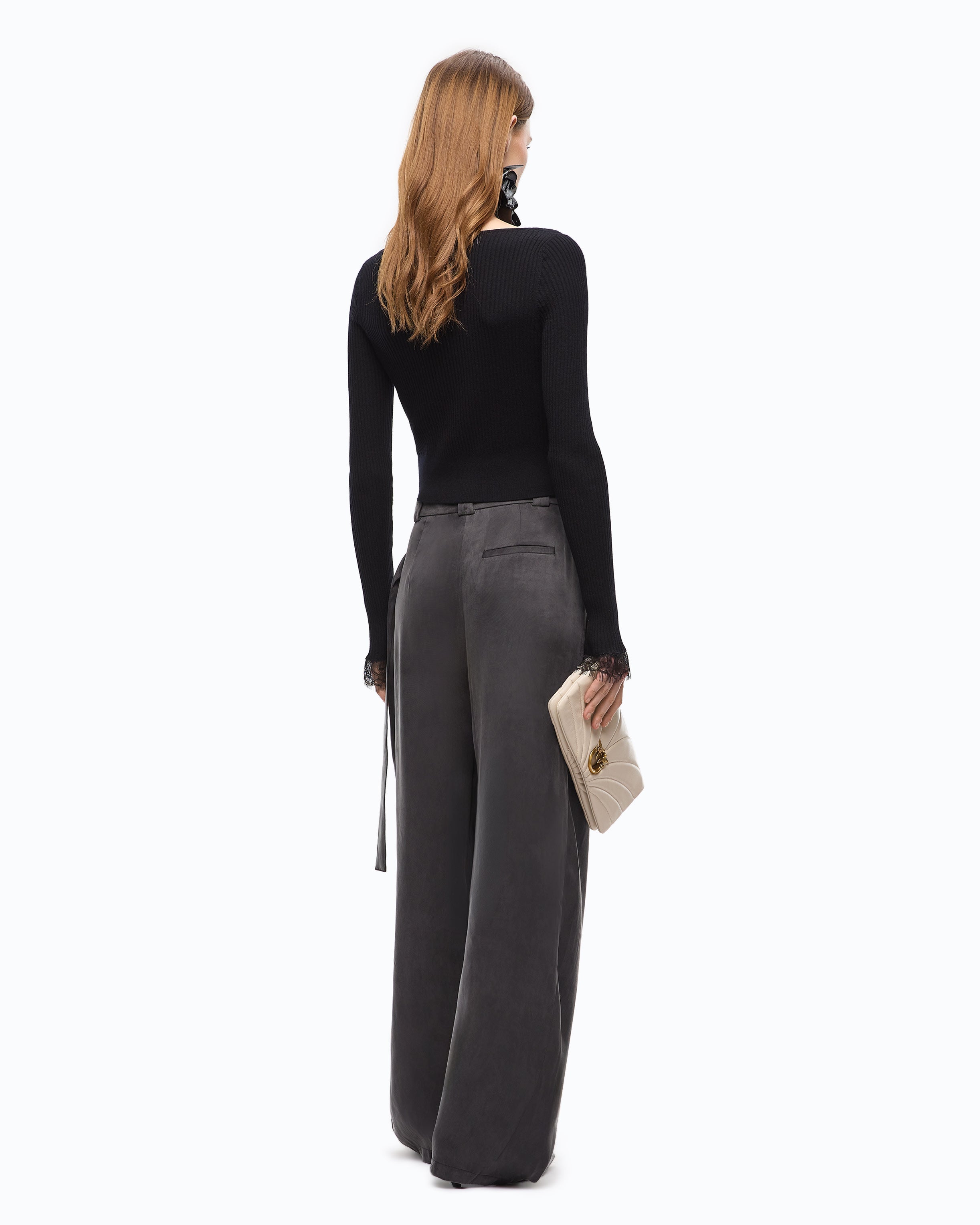Pinko Pesce Pants spodnie carrot czarne kopertowe