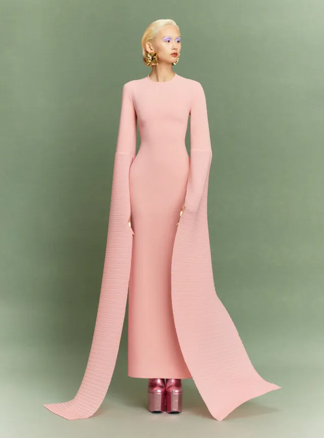 SOLACE LONDON Naomi sukienka maxi różowa plisowana