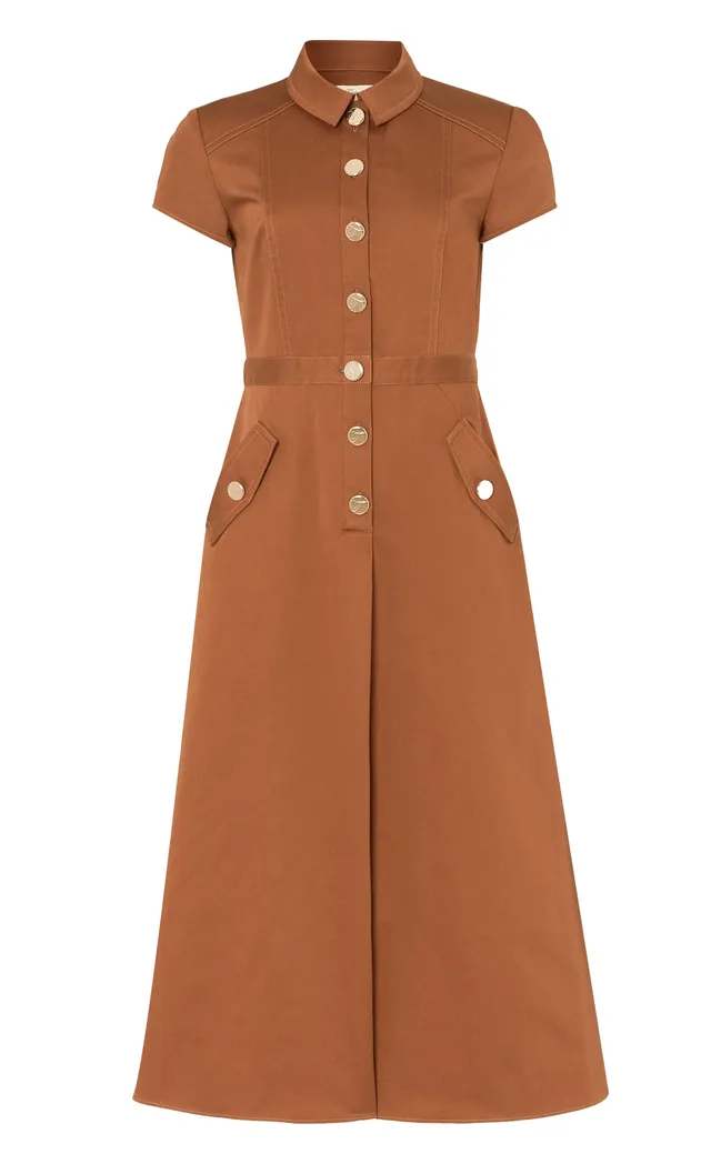 Temperley London Castell sukienka midi brązowa koszulowa