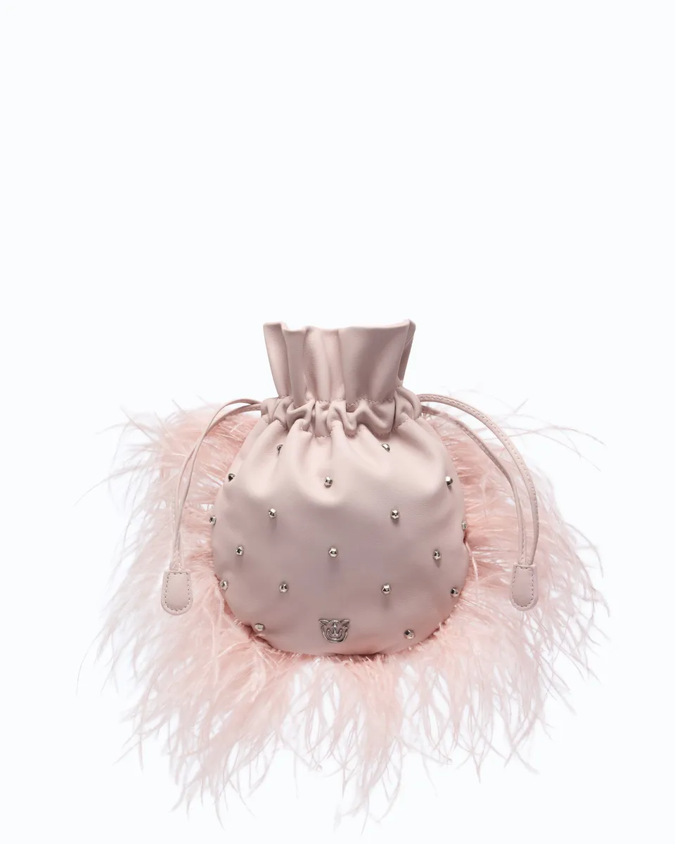 Pinko Galleria Feather Clutch torebka pouch z piórami