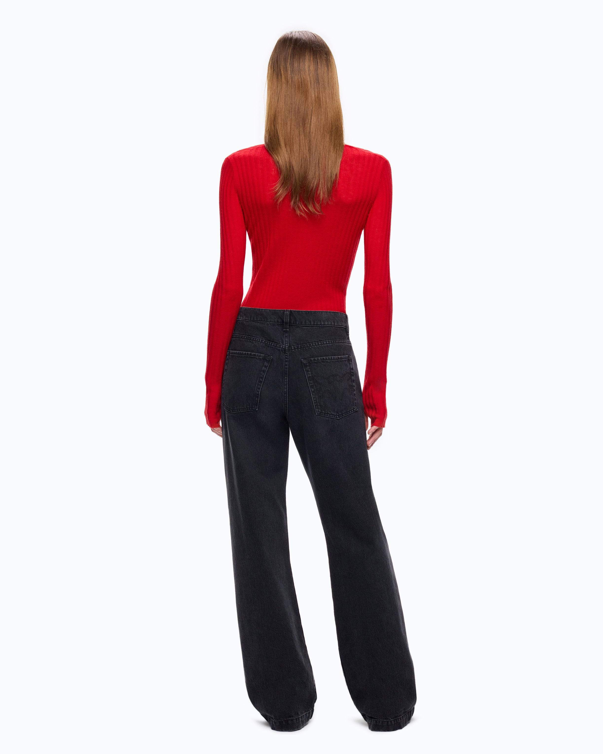 Pinko Wanda Waist Down Wide Leg jeansy czarne wide leg