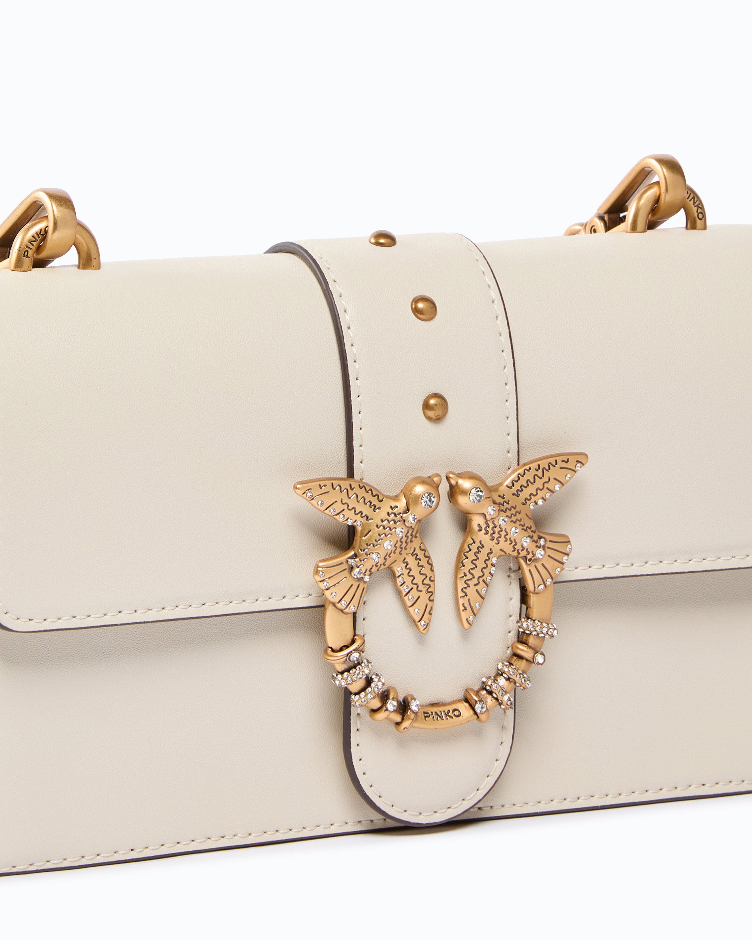 Pinko Love One Mini New Buckle torebka biała skóra