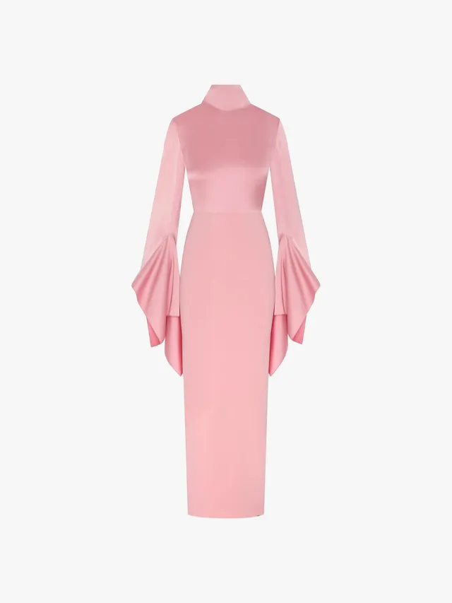 Solace London Francoise sukienka maxi Soft Pink szal