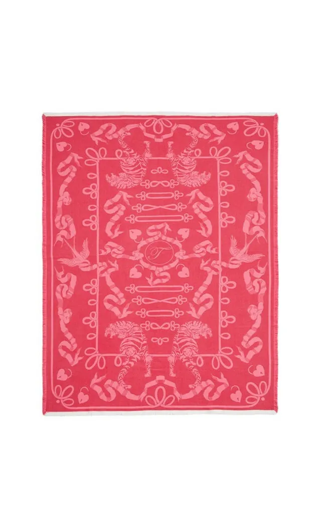 Temperley London Fortune Blanket Scarf szal malinowy żakard