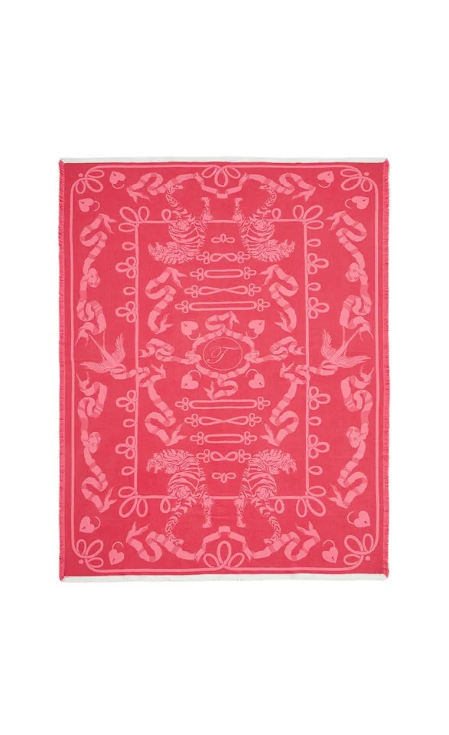 Temperley London Fortune Blanket Scarf szal malinowy żakard