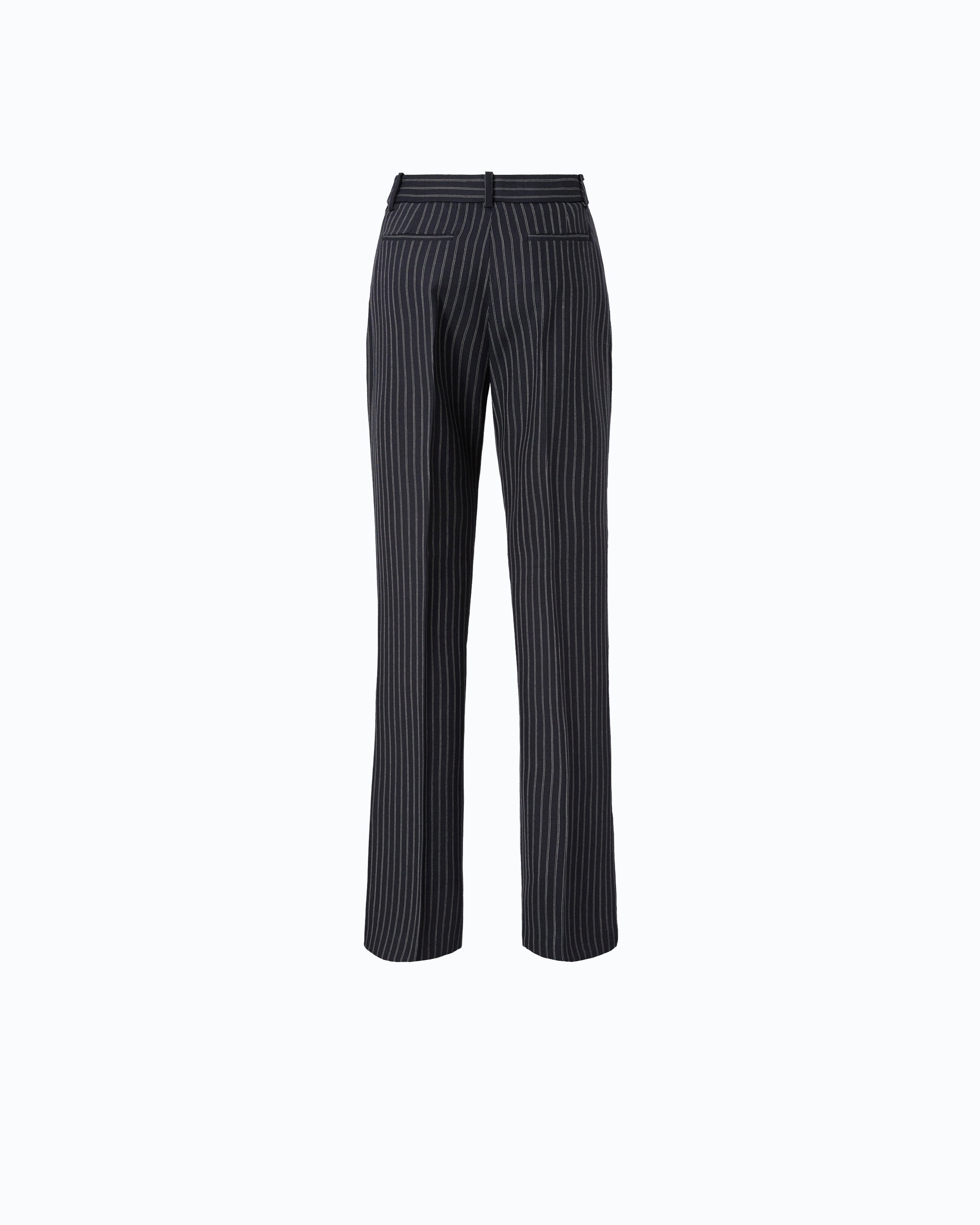Pinko Porto Pants spodnie wełniane prążek niebieskie
