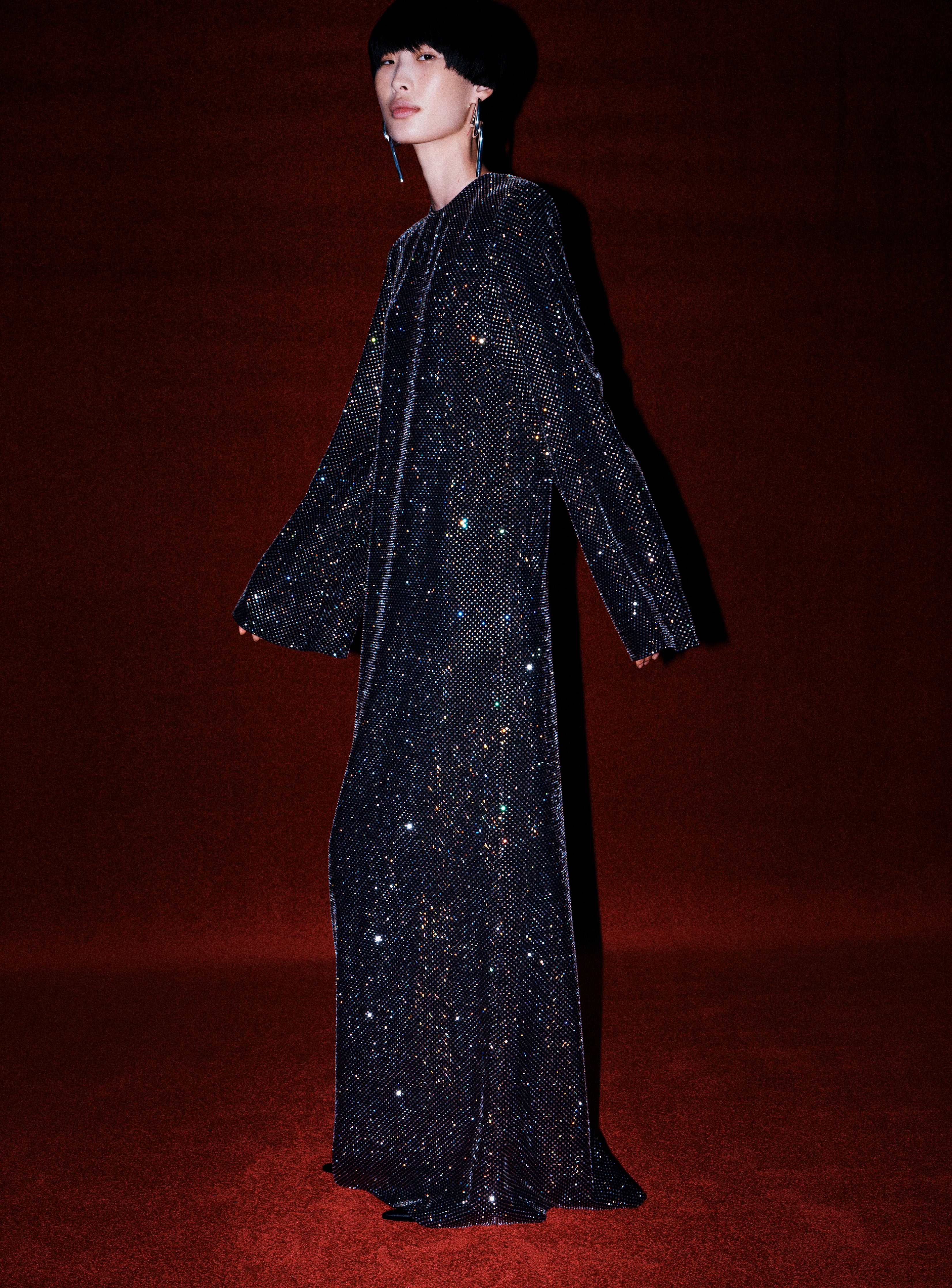 Solace London The Delano Maxi sukienka czarna kaftan