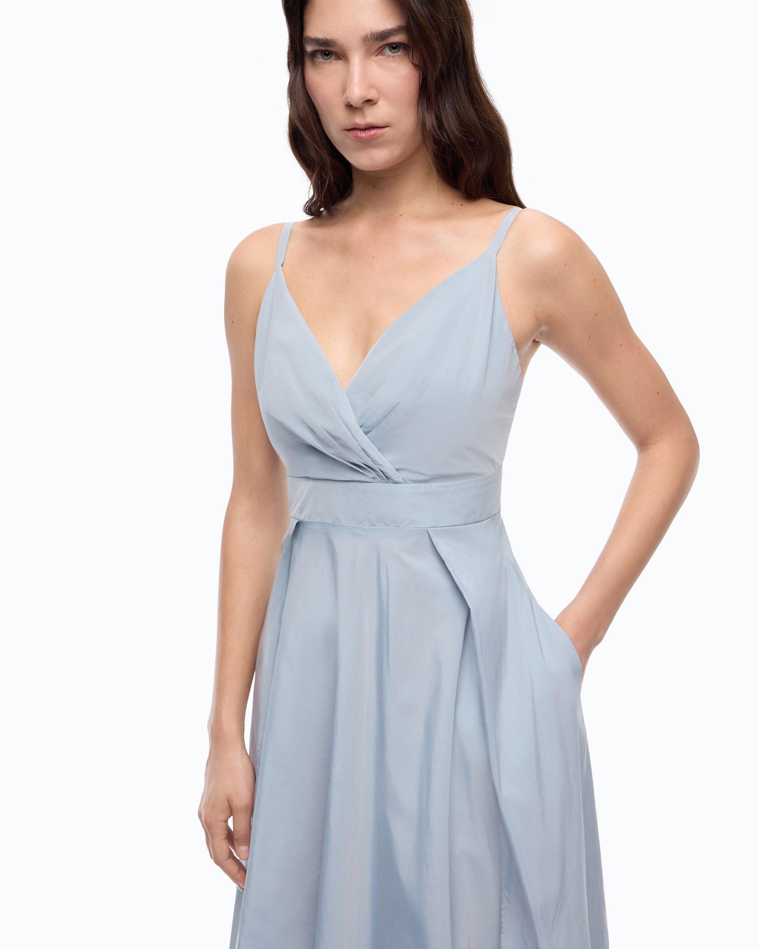 Pinko Cherokee Dress sukienka długa błękitna tafta