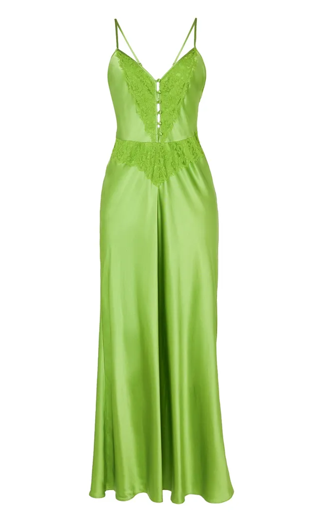 Temperley London Thalia sukienka satynowa Green