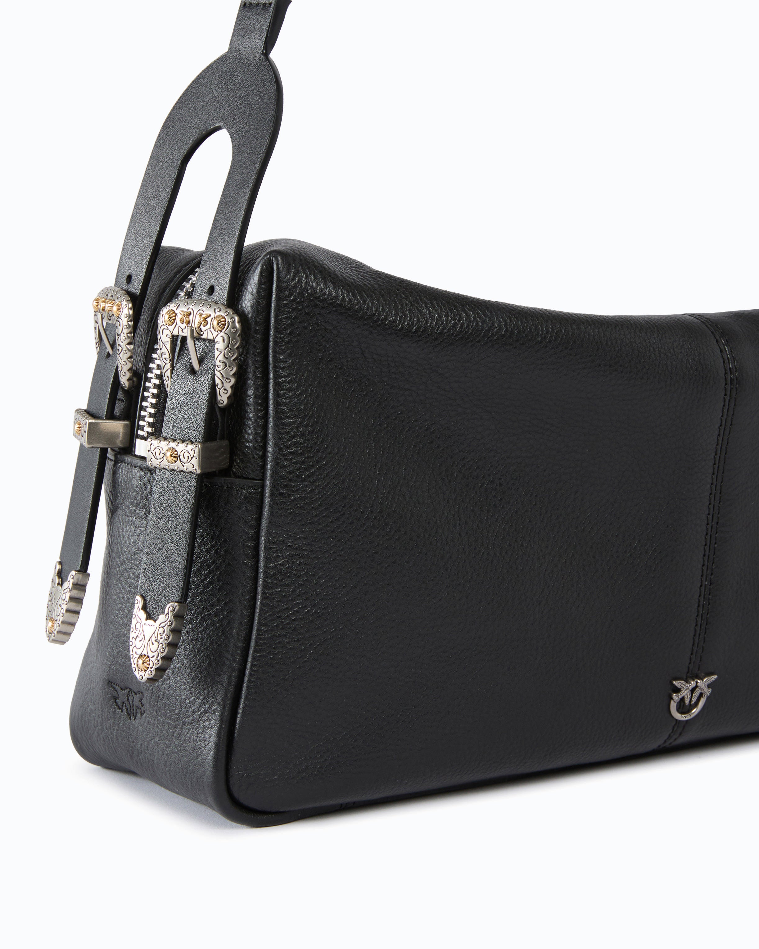 Pinko Keeper Bag torebka skórzana czarna średnia