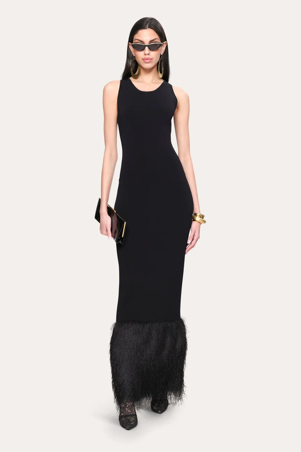 Elie Tahari Fringe ER5YF605 sukienka wieczorowa Black