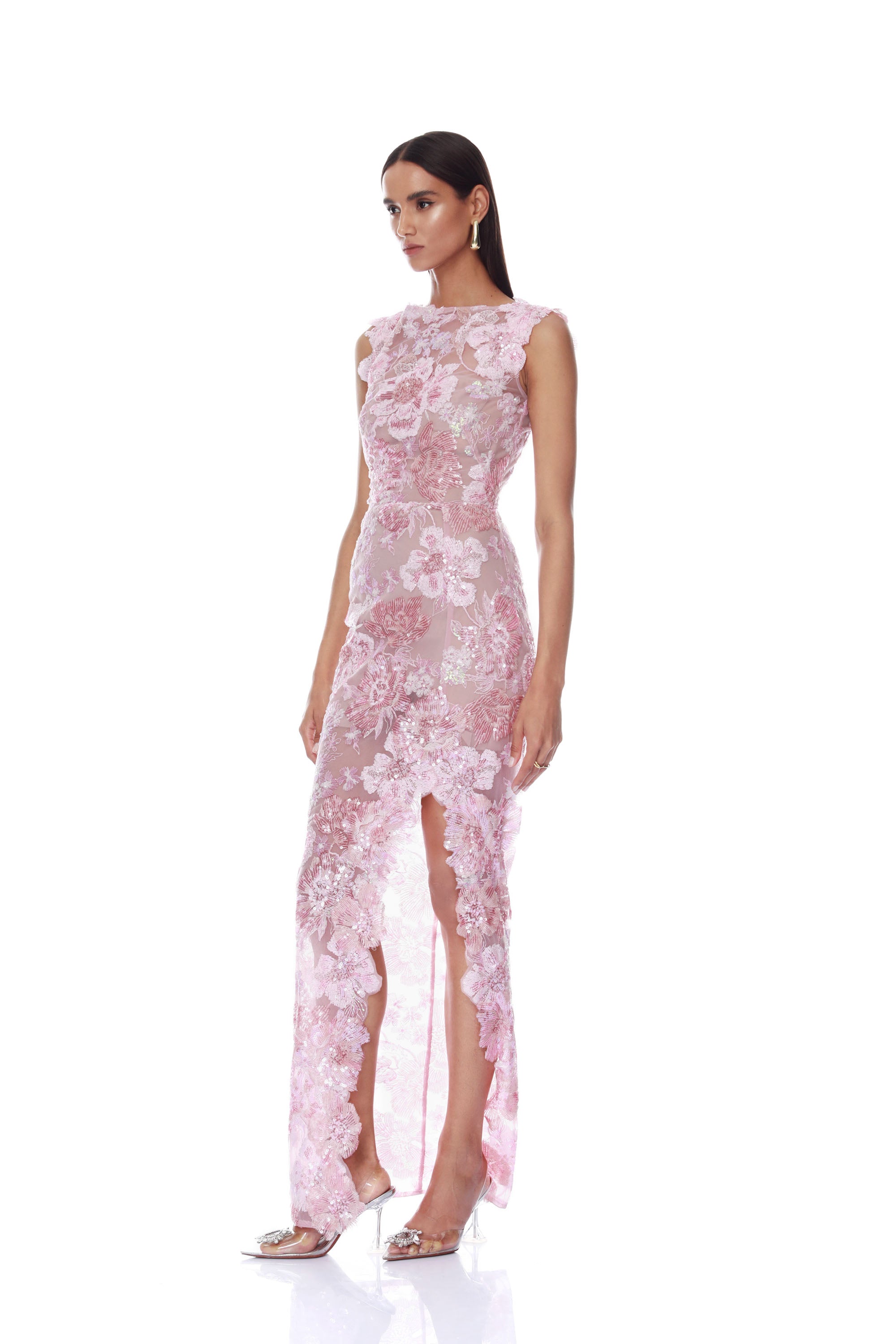 Bronx and Banco Capri Ellie sukienka maxi blush cekinowa