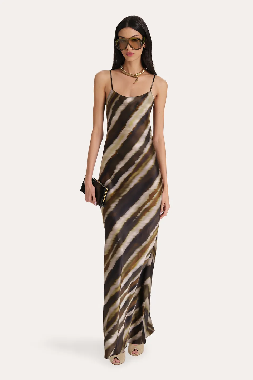 Elie Tahari Lyra Silk Charmeuse Bias Dress sukienka Noir Tigressa