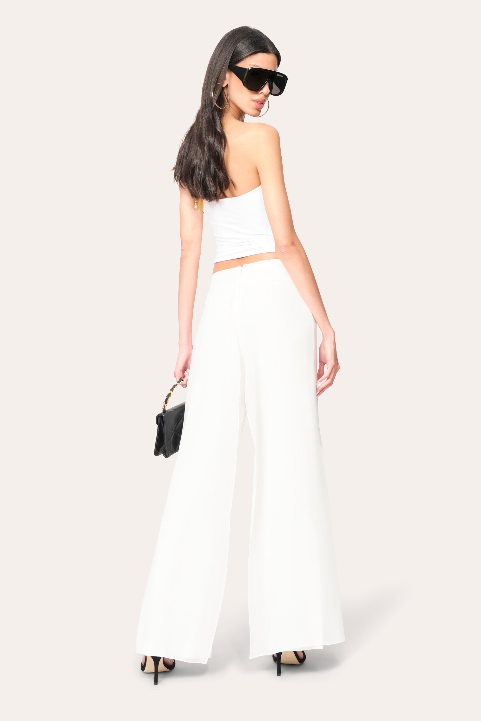Elie Tahari Chiffon Panel spodnie Foam szerokie