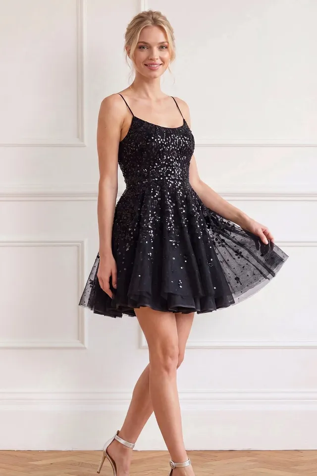 Needle & Thread Nerina Sequin Tutu Micro Mini Dress sukienka czarna