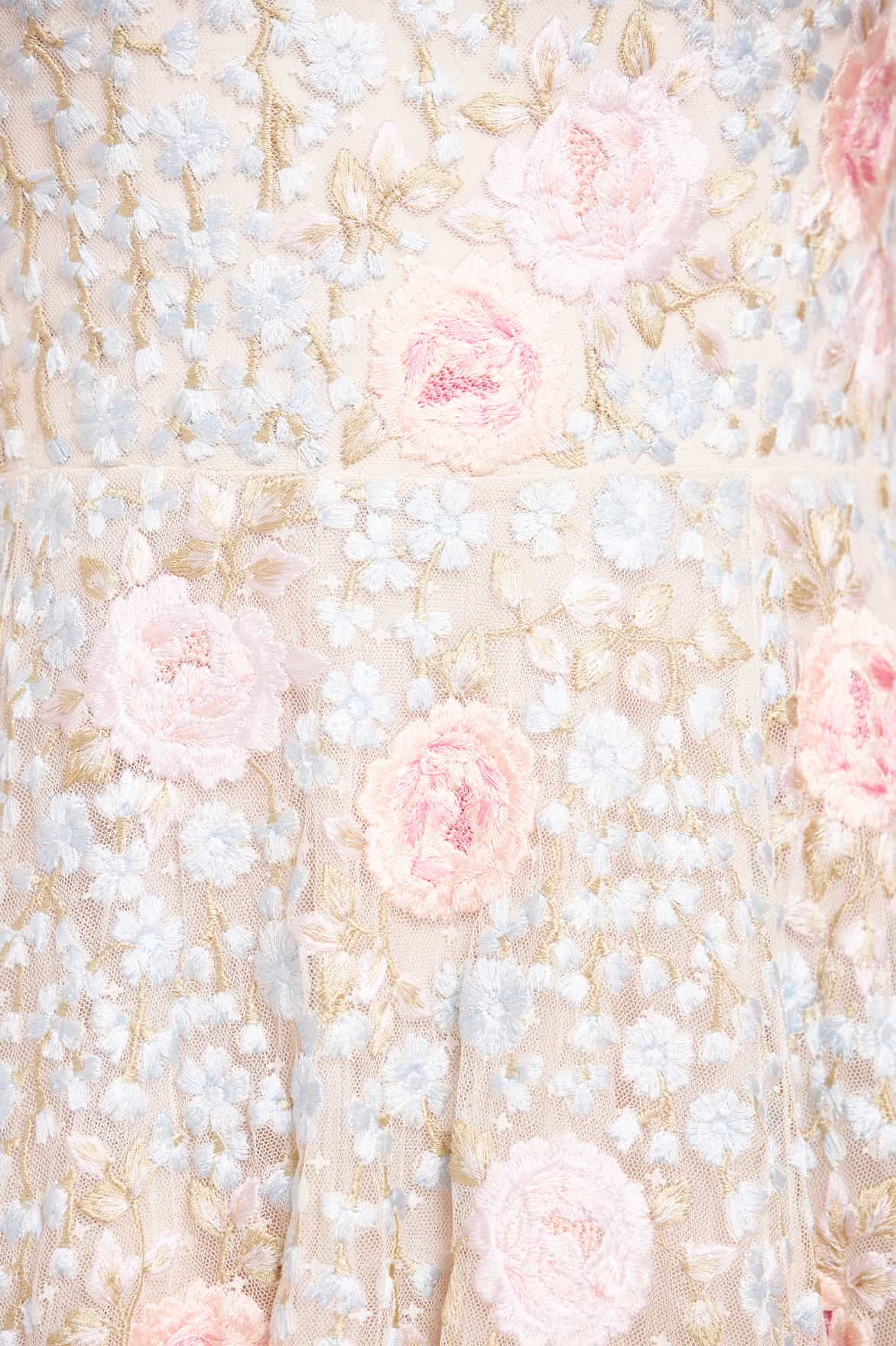 Needle & Thread Cressida Embroidery sukienka Cream haftowana