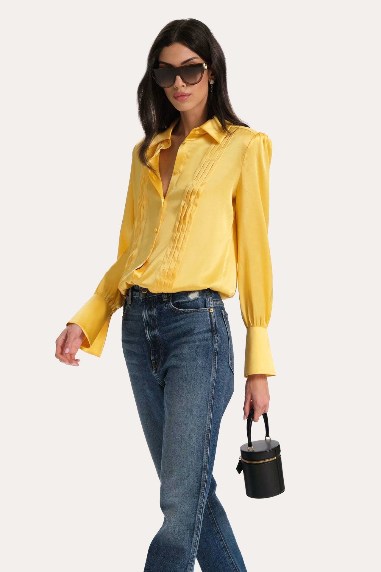 Elie Tahari Chloe bluzka charmeuse Lemon Silk
