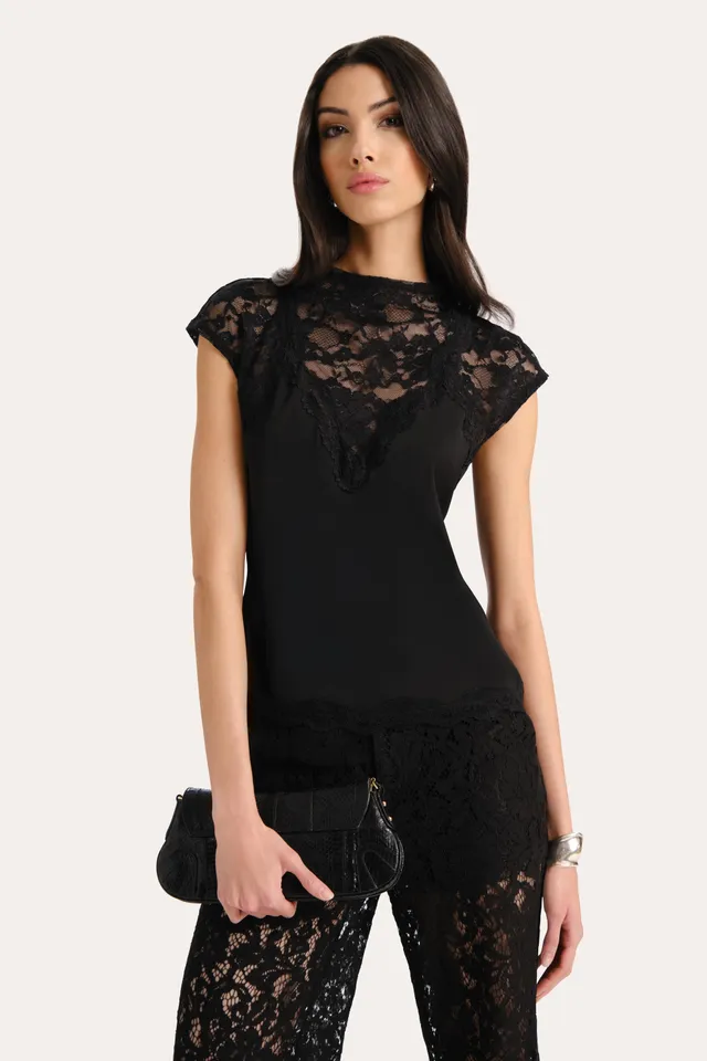 Elie Tahari Elara E402A506 top koronkowy czarny