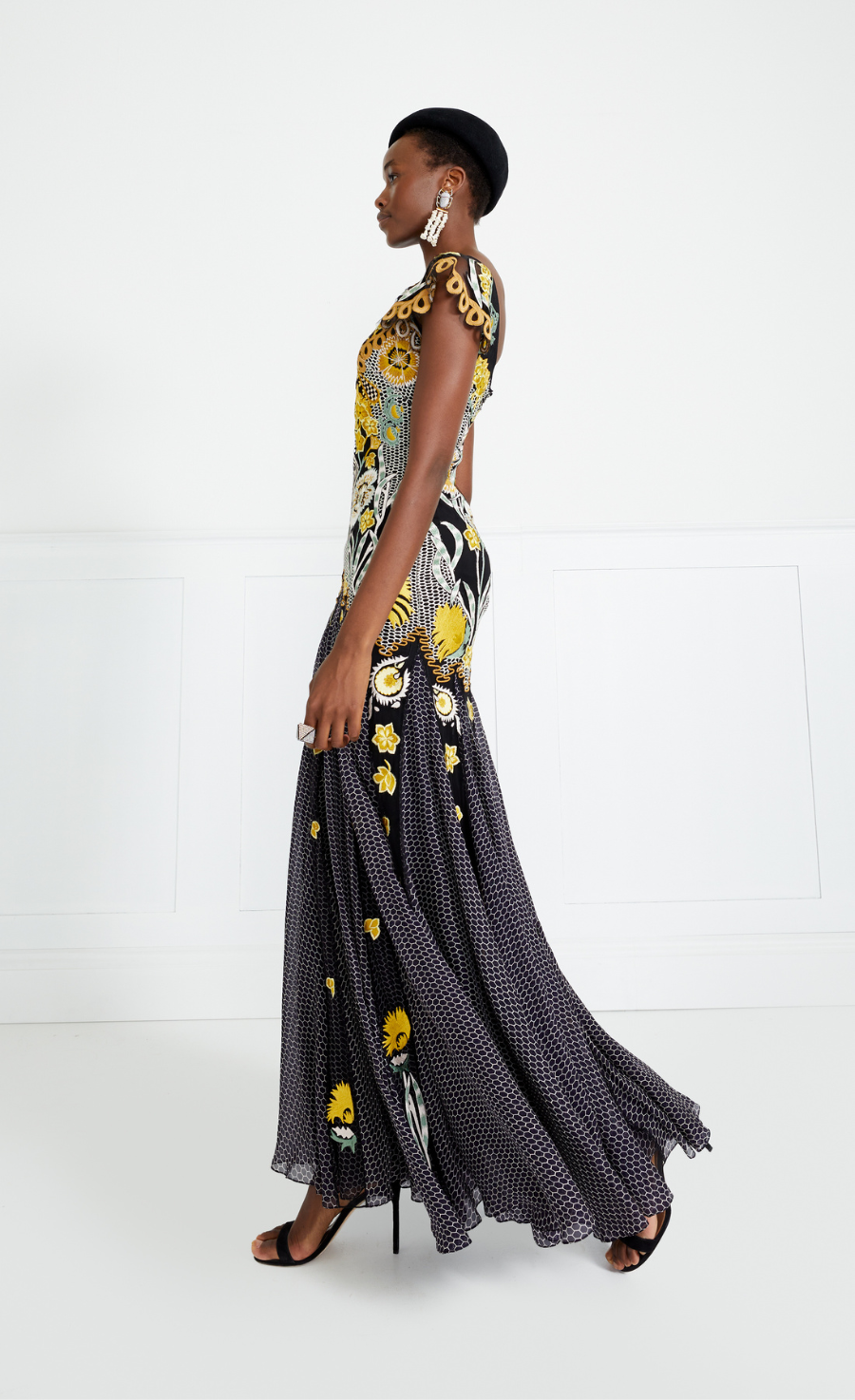 Temperley London Remi sukienka wieczorowa czarna haftowana