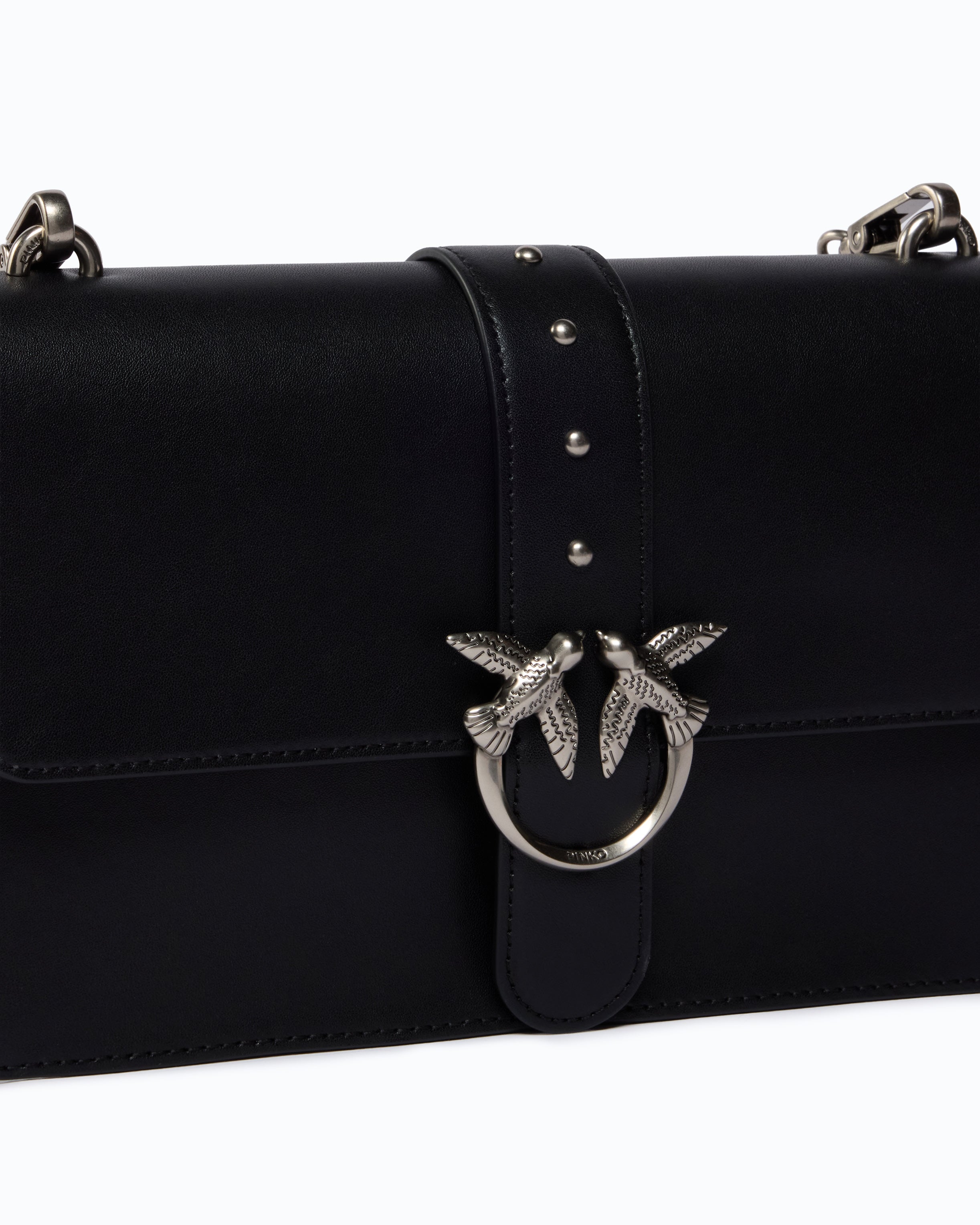 Pinko Love Bag One New Buckle torebka czarna skórzana