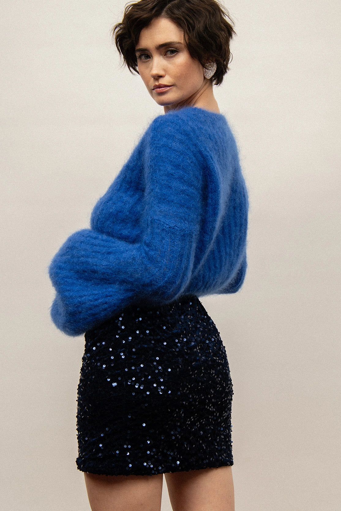 Nudyess River moherowy sweter Dark Blue