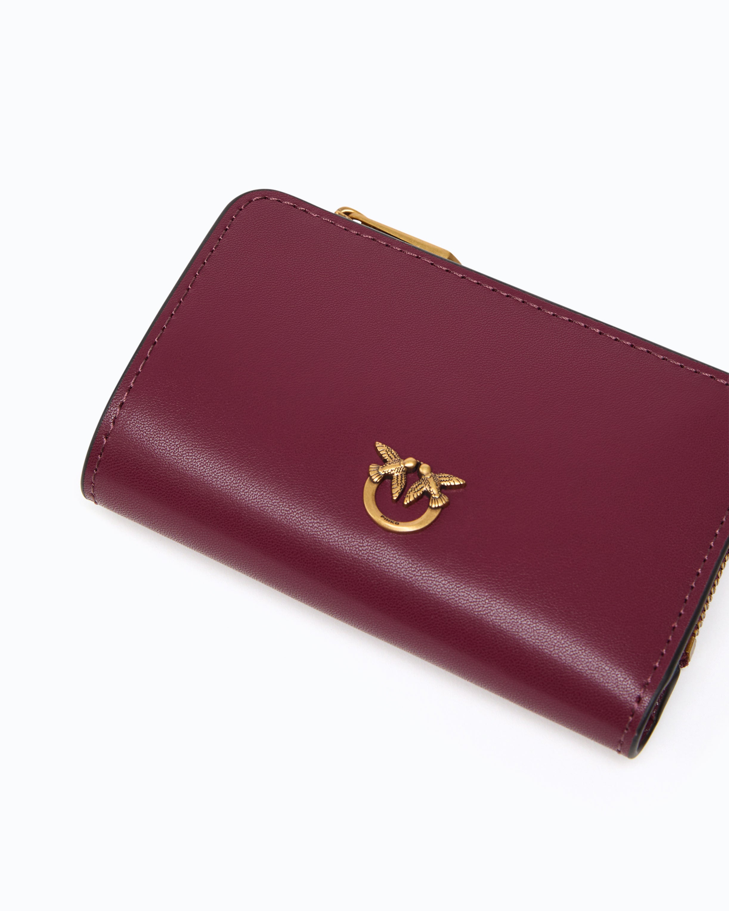 Pinko Mini Wallet portfel brązowy skóra gładka