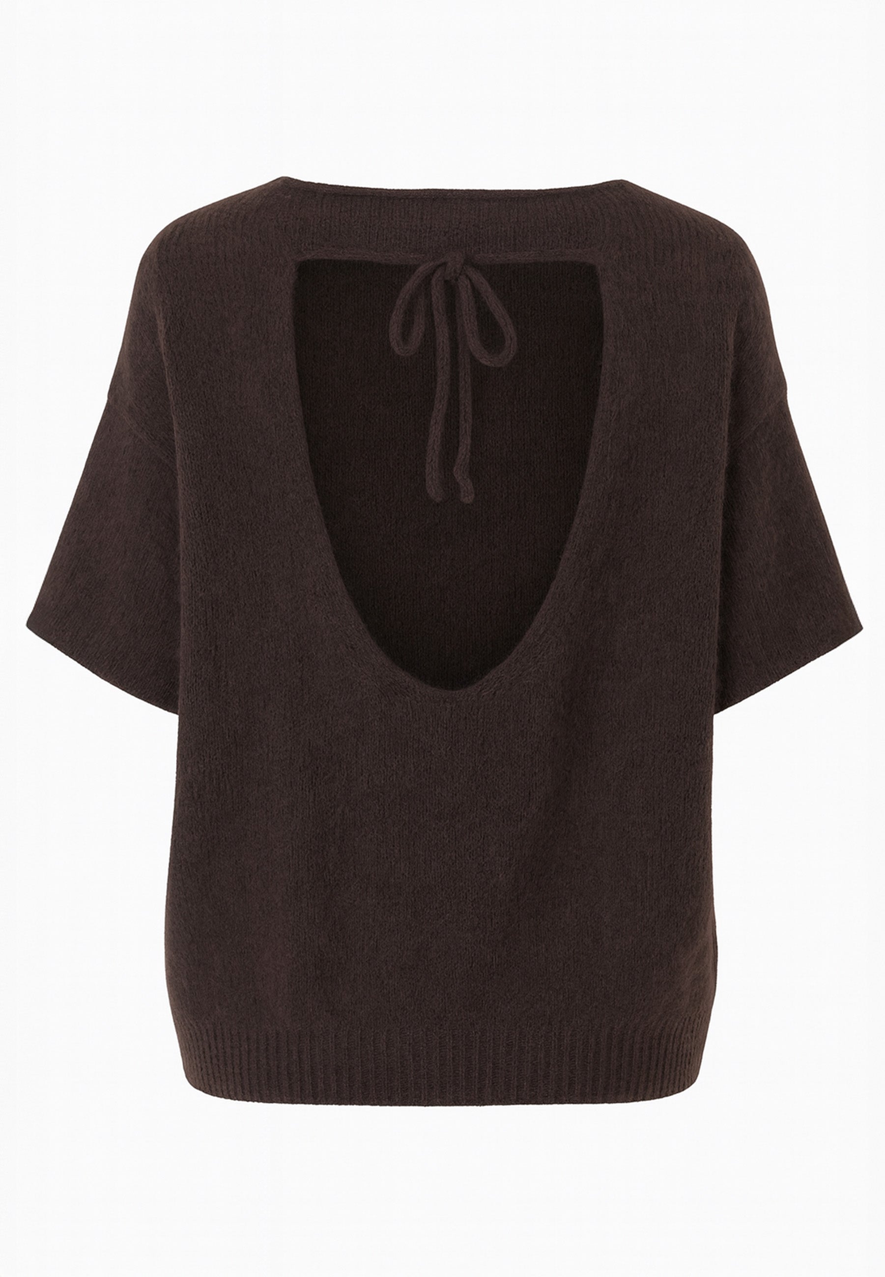 Nudyess Como sweter Brown z alpaki z wiązaniem