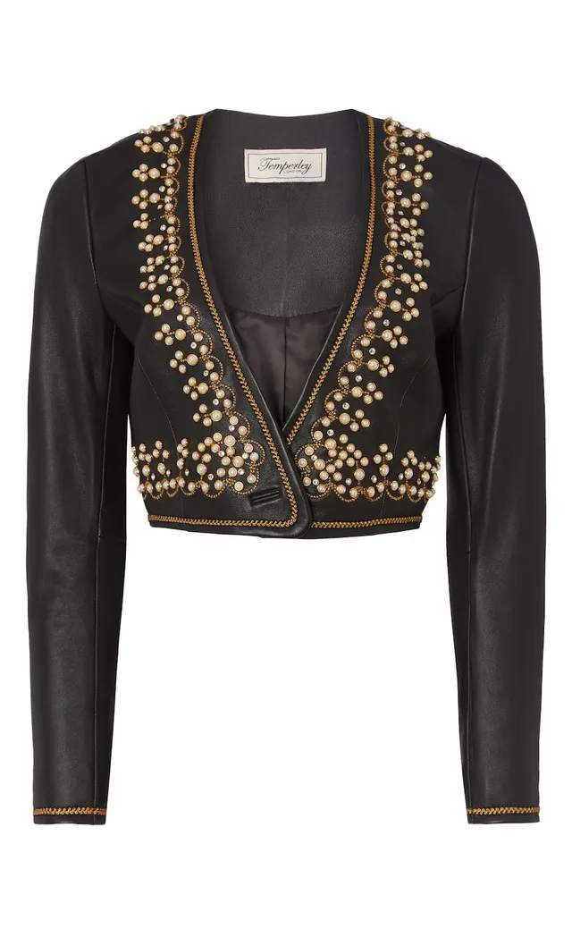 Temperley London Salerno Cropped Jacket kurtka skórzana czarna