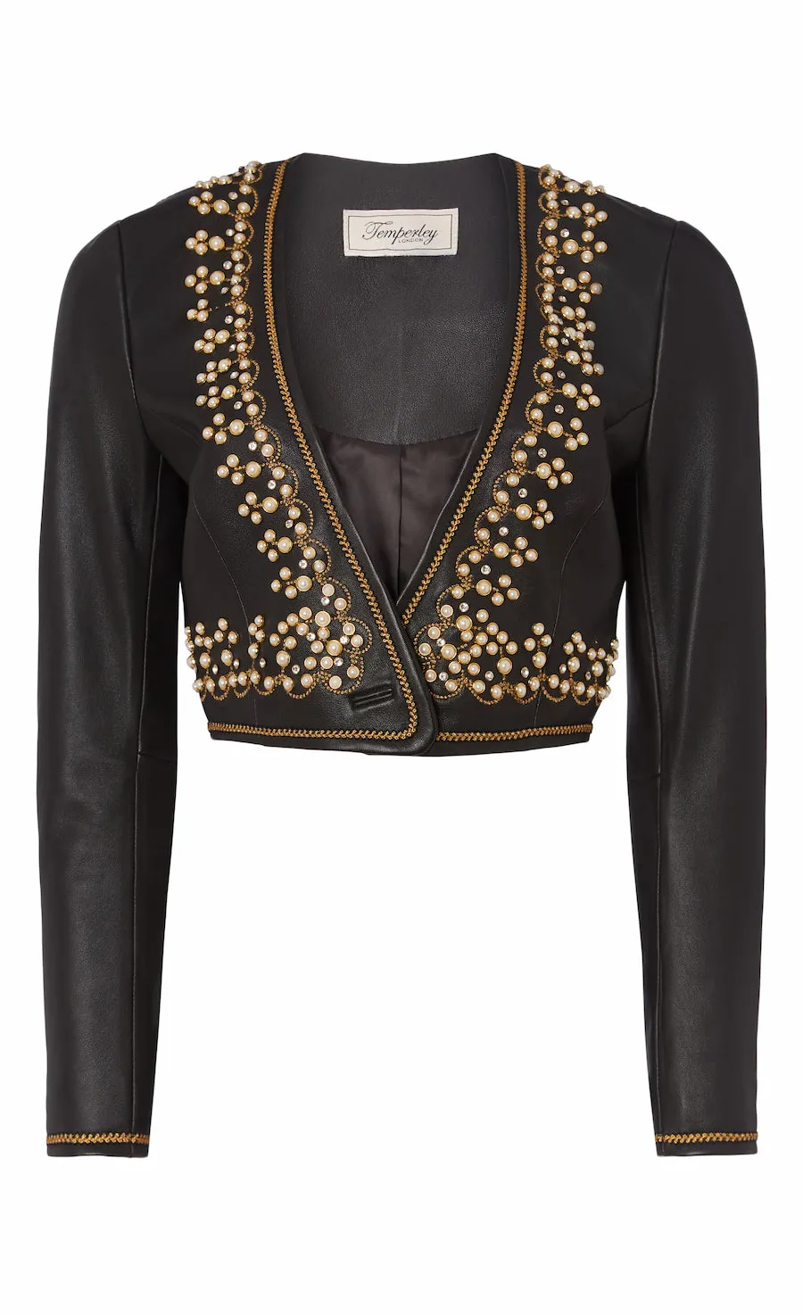 Temperley London Salerno Cropped Jacket kurtka skórzana czarna