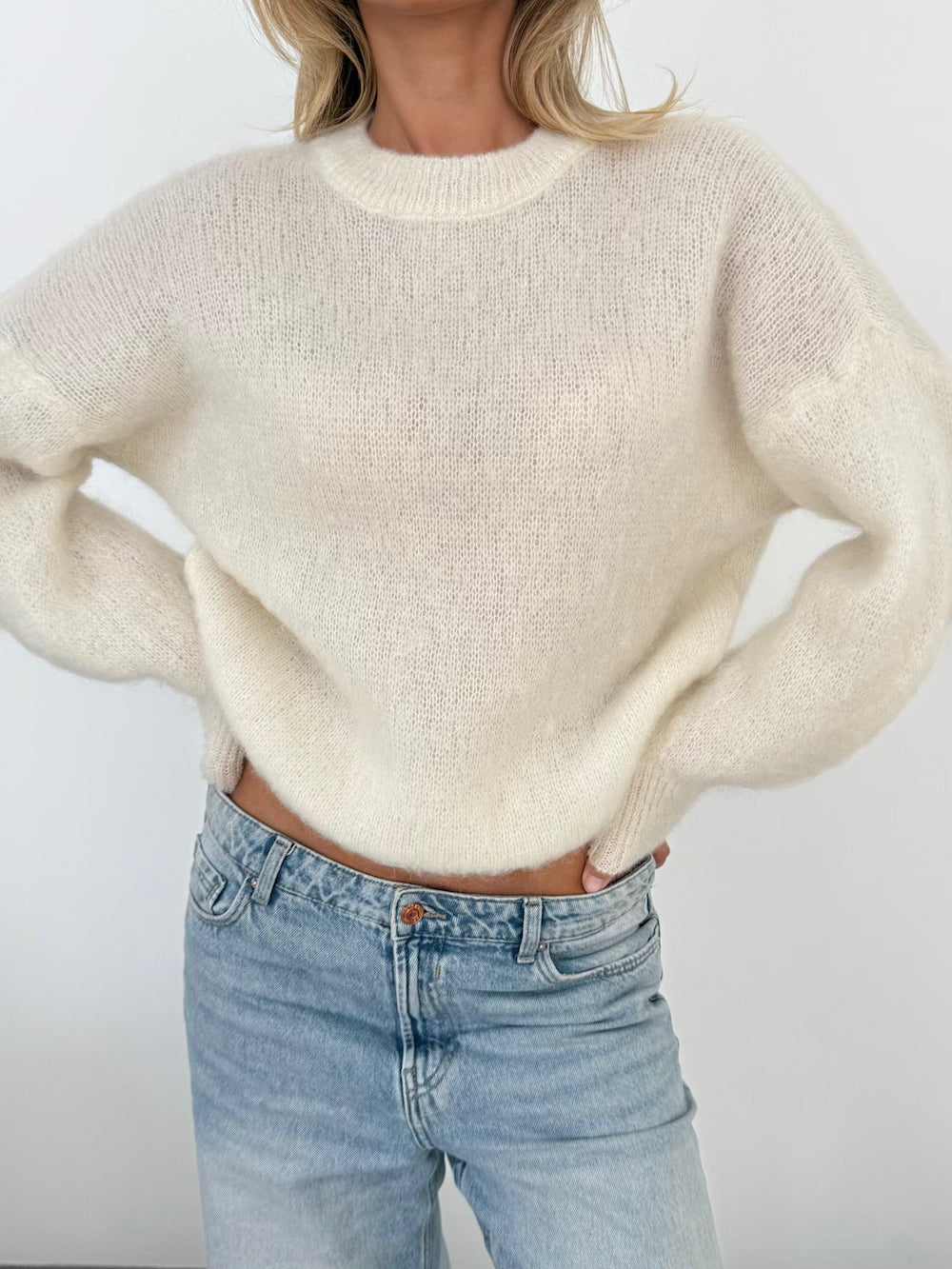 Nudyess Rome sweter moherowy ecru miękki