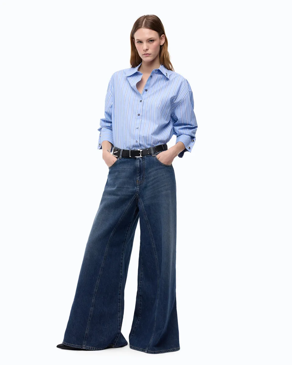 Pinko Winona Wide Leg jeansy szerokie niebieskie vintage