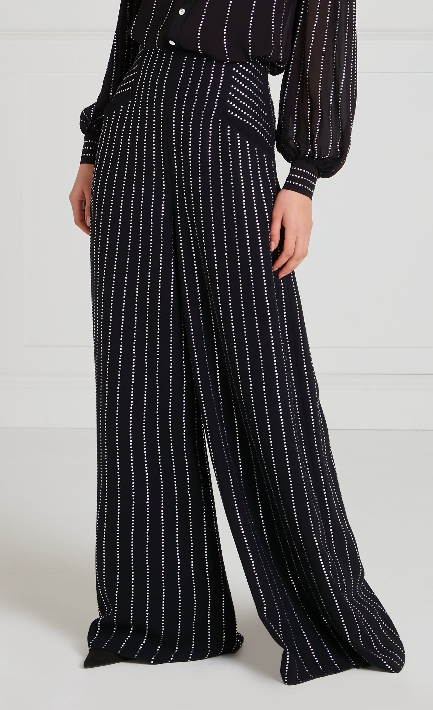 Temperley London Villanelle spodnie czarne z cyrkoniami
