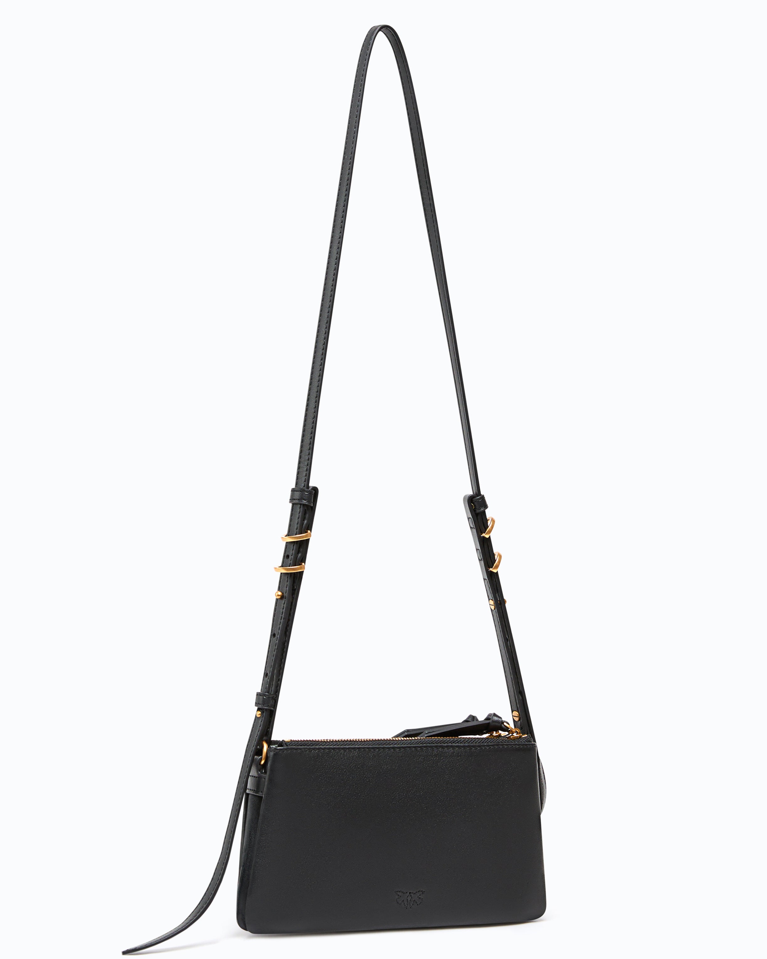 Pinko Mini Double Bag torebka czarna ćwieki skóra