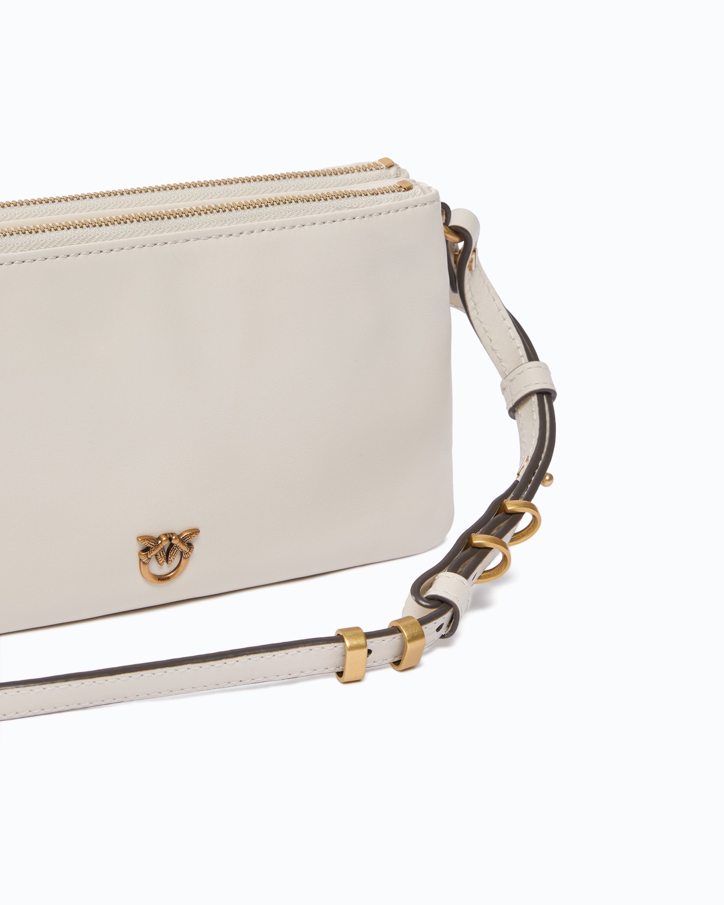 Pinko Mini Double Bag torebka skórzana biała