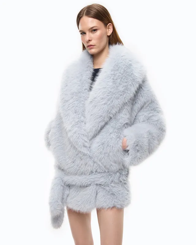 Pinko Begonia Blouson kurtka futrzana jasnoniebieska