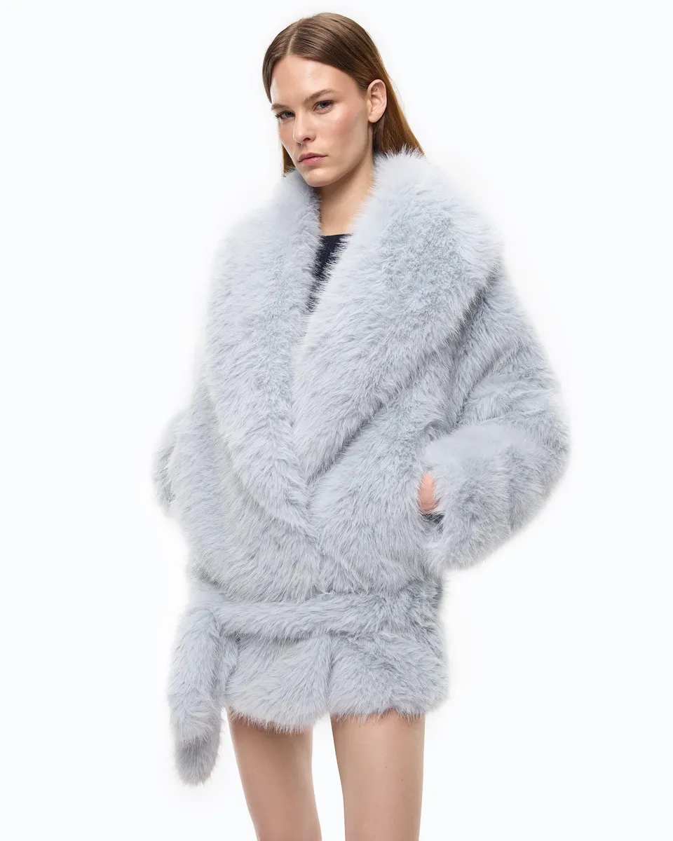 Pinko Begonia Blouson kurtka futrzana jasnoniebieska