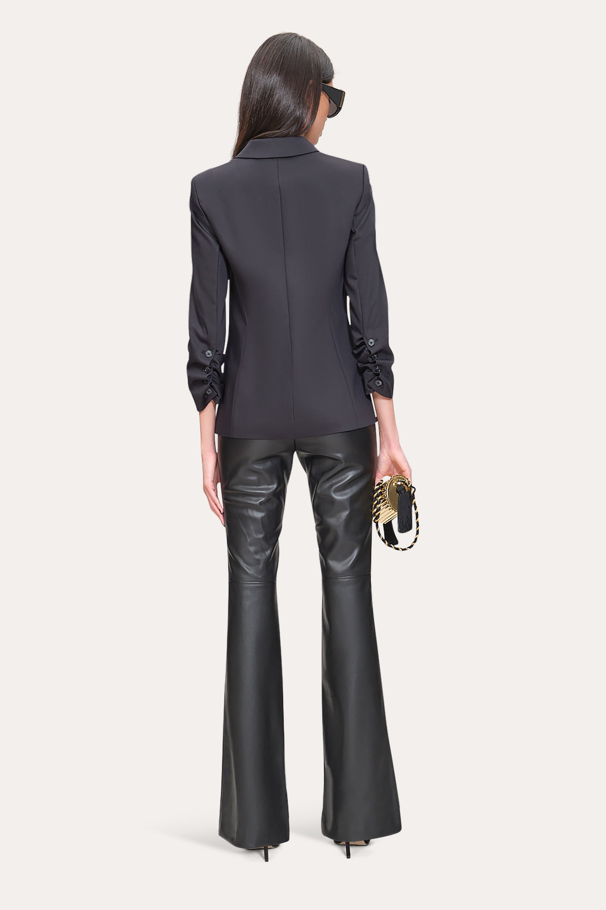 Elie Tahari Cotton Panel marynarka czarna bawełna rękaw 3/4