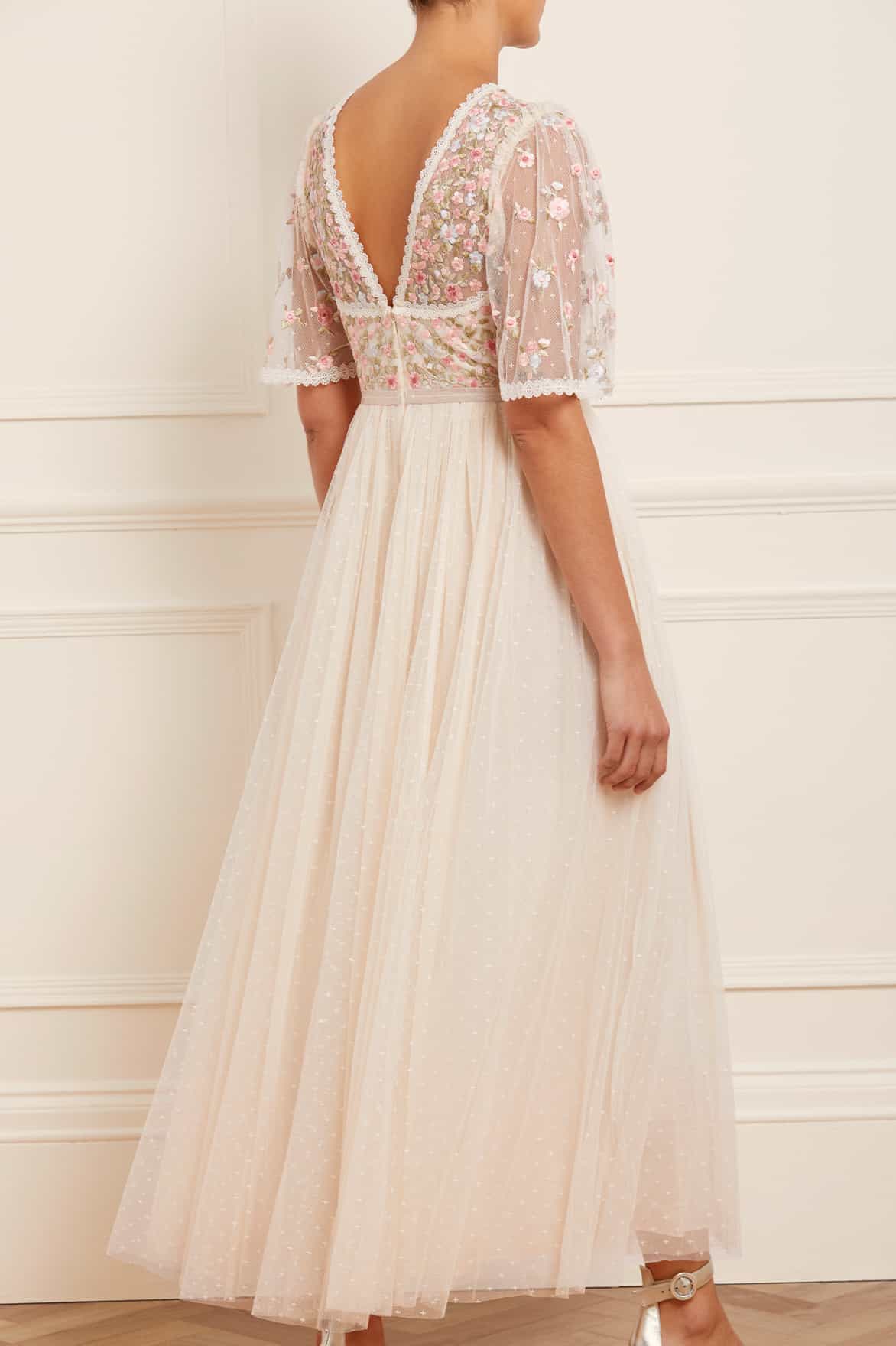 Needle & Thread Ribbon Bouquet Bodice Ankle Gown sukienka kremowa haft