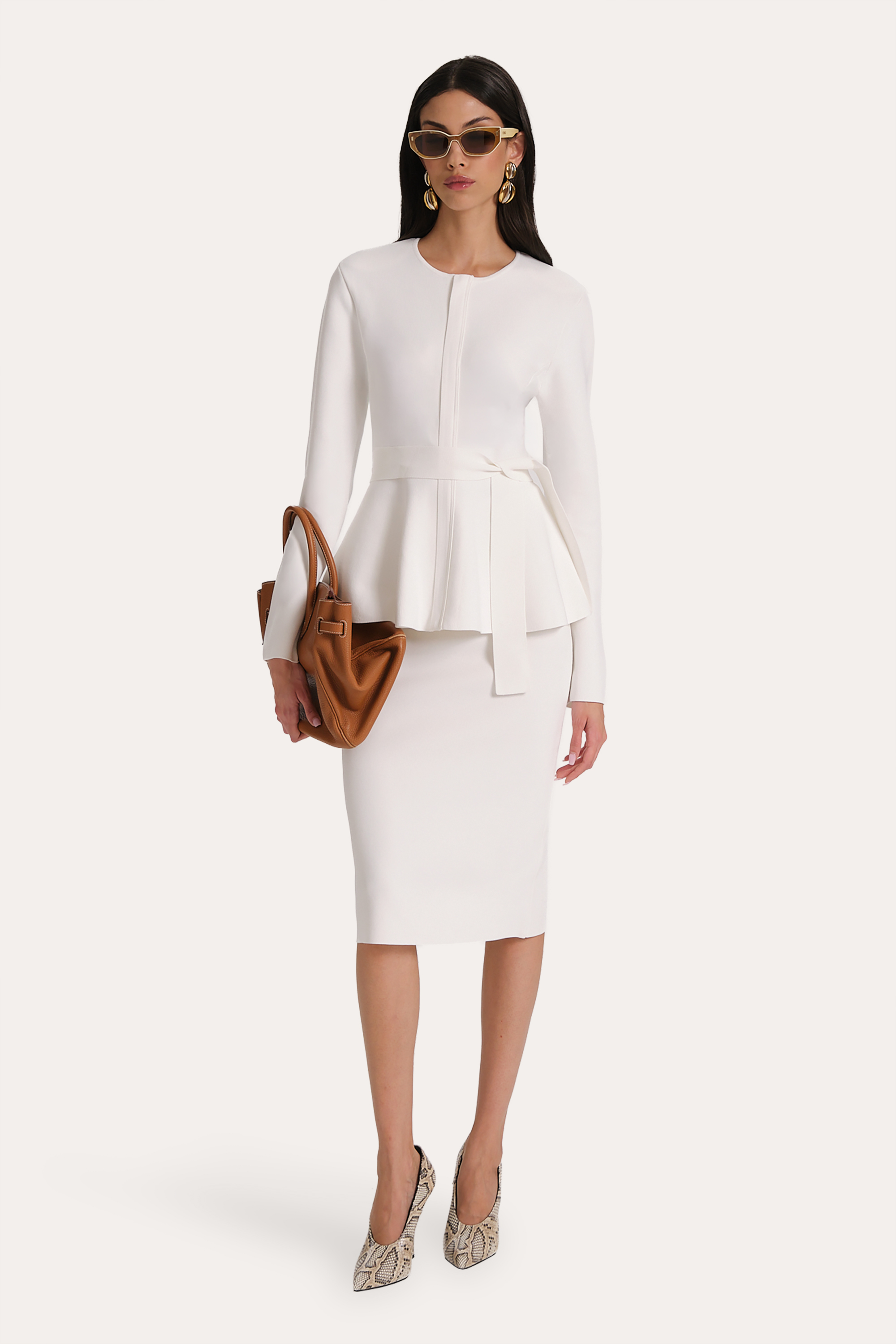 Elie Tahari Skylar Milano spódnica biała midi