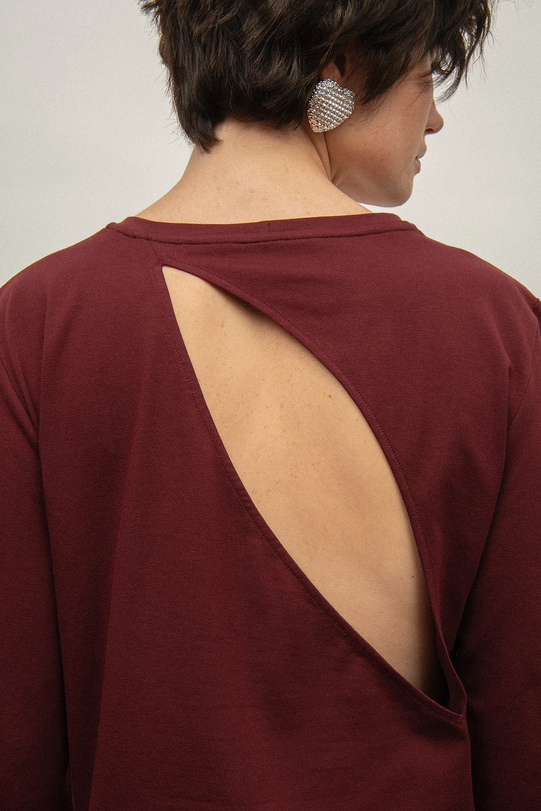 Nudyess Harriet bawełniany longsleeve burgund XS/S z łezką