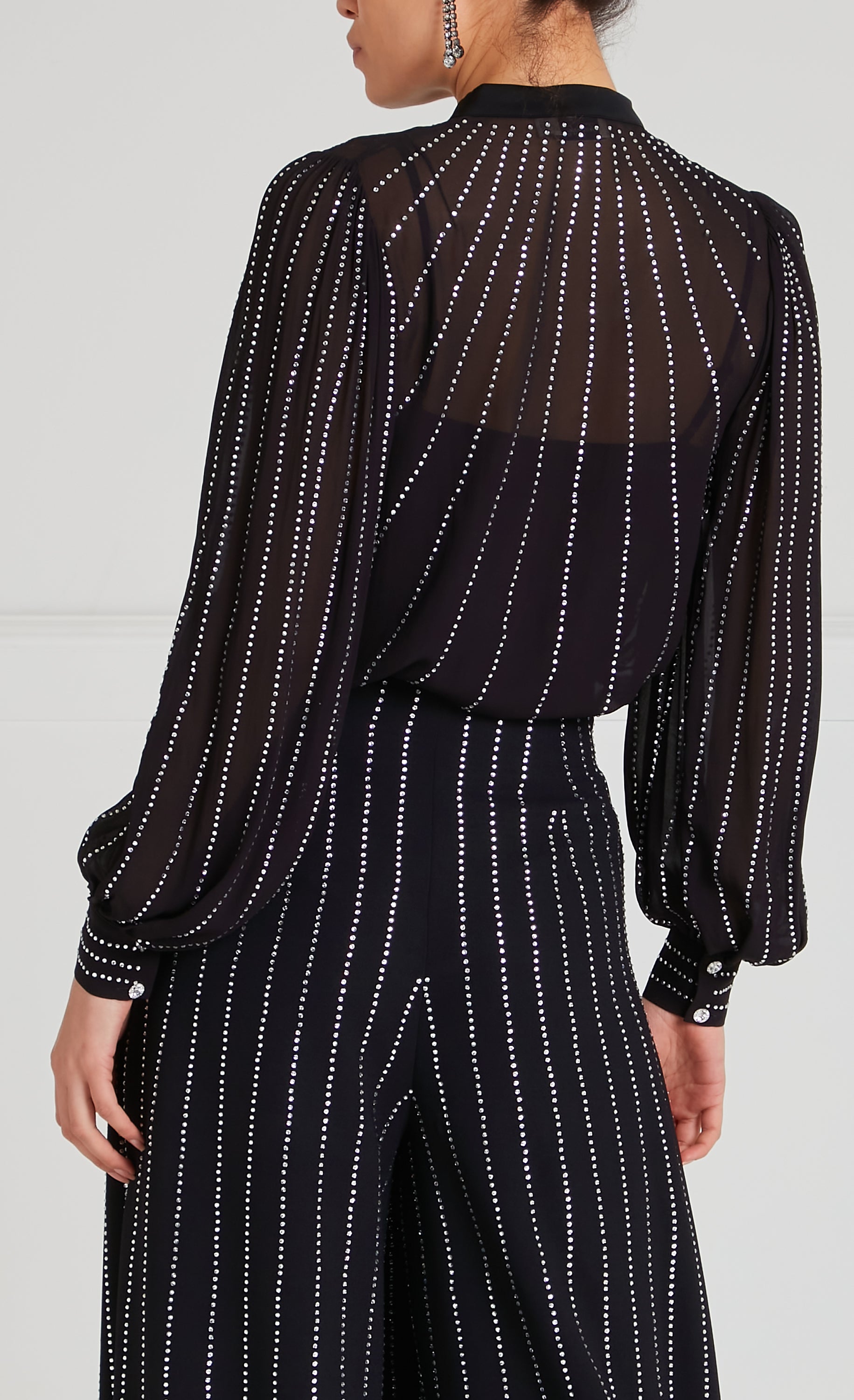 Temperley London Villanelle koszula czarna z cyrkoniami
