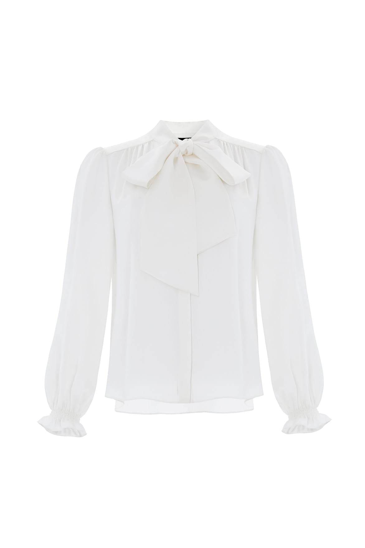 Needle & Thread Pussy Bow Blouse bluzka biała jedwabna
