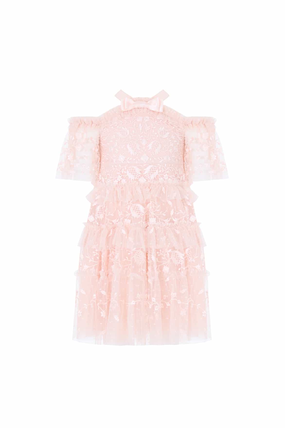 Needle & Thread Primrose Kids Dress sukienka dziewczęca różowa z cekinami