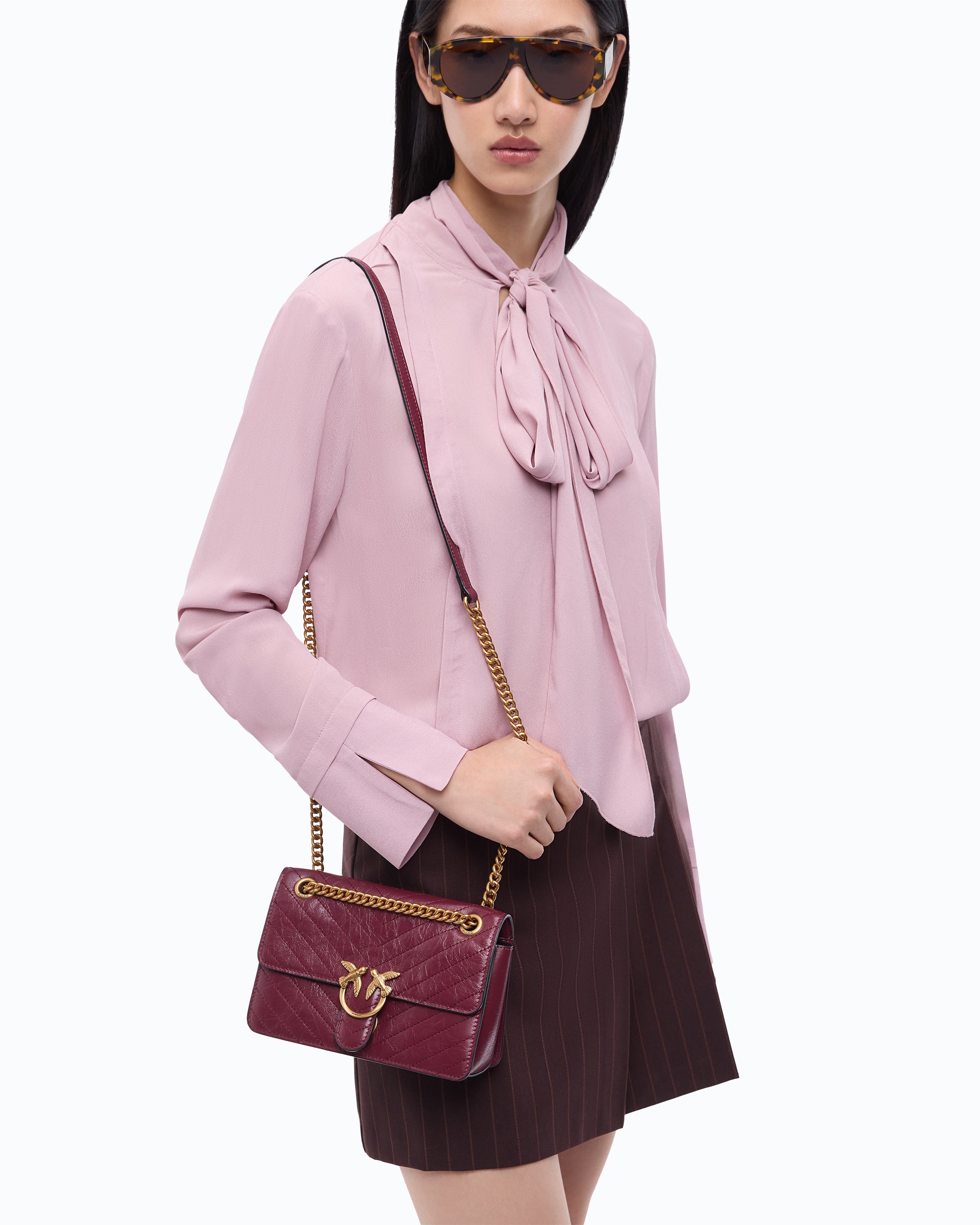 Pinko Mini Love Bag One Light torebka brązowa zygzak