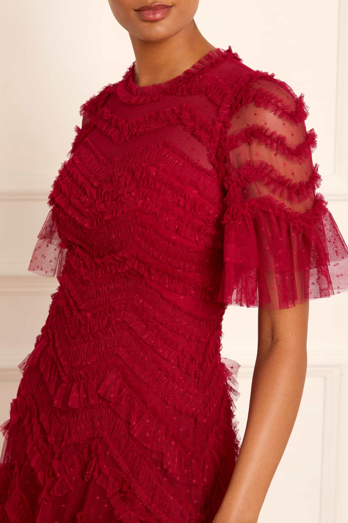 Needle & Thread Elia Short Gown suknia wieczorowa Red tiulowa