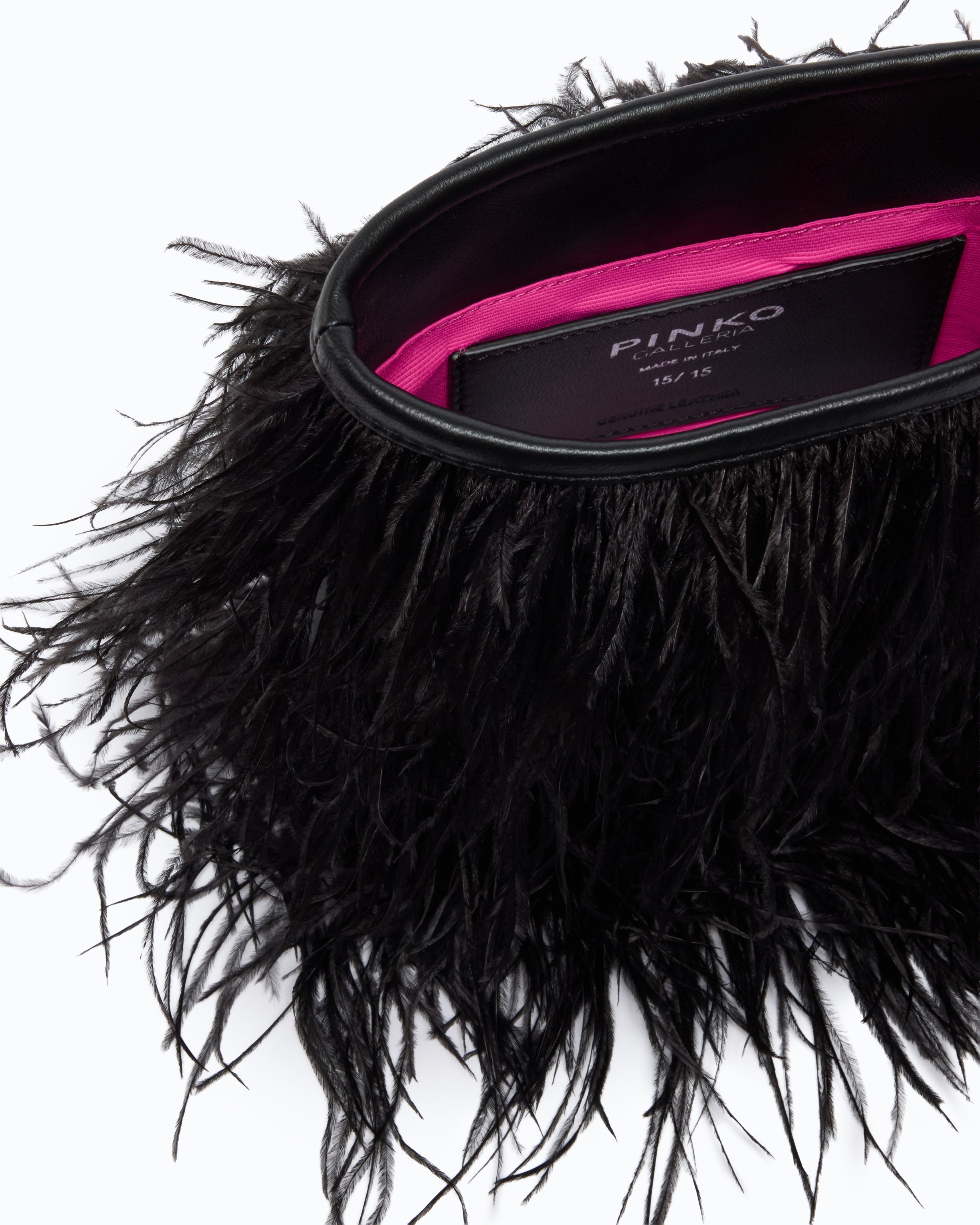 Pinko Galleria Clutch torebka pouch czarna pióra limitowana