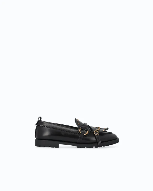 Pinko Nora 08 Loafer mokasyny skórzane czarne