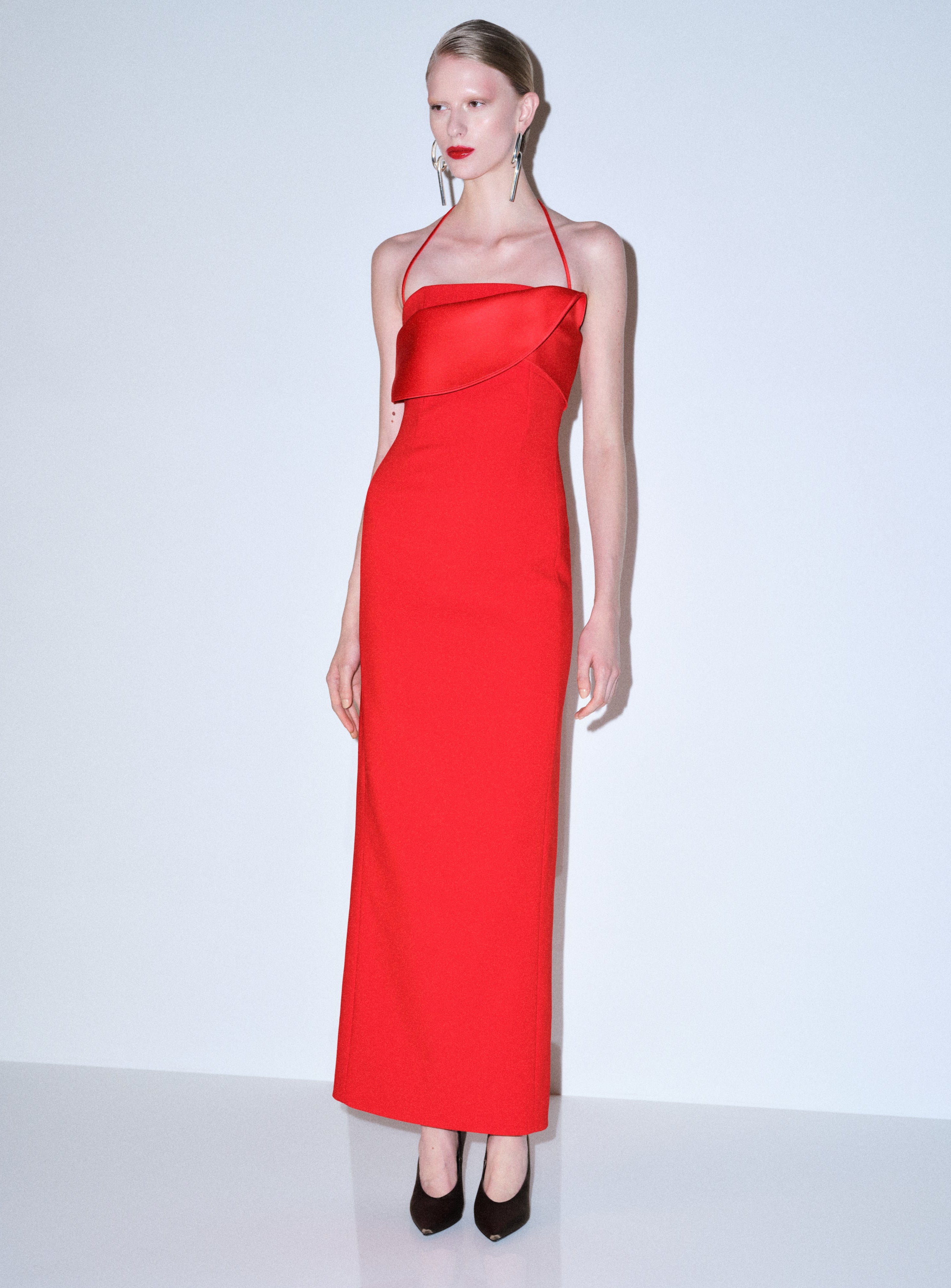 Solace London The Reynolds Maxi Dress sukienka czerwona gorsetowa